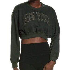 Commense NWT Cropped New York Dark Green Sweatshirt size Medium